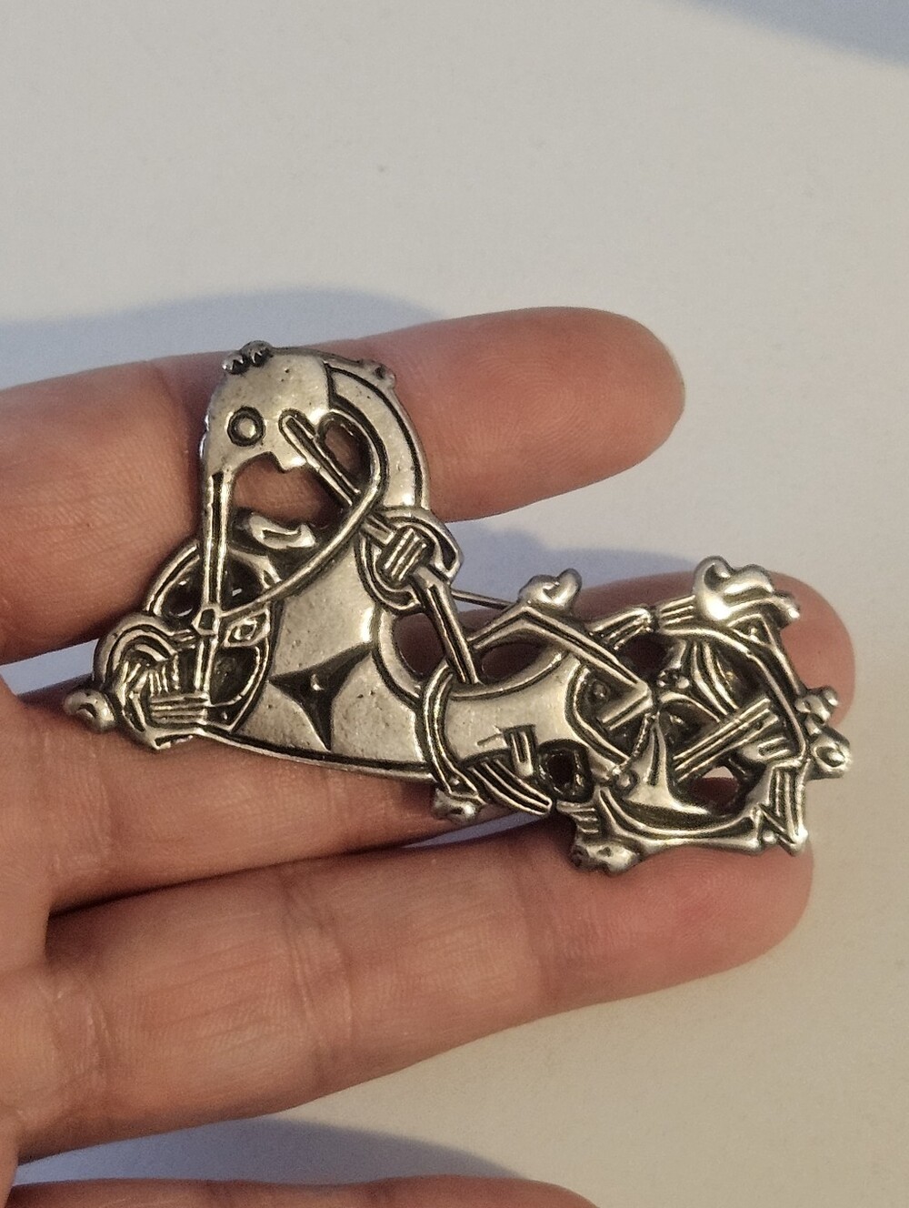Antique 830 Silver Oseberg Brooch Norse Viking Jewelry Brooch - Picture 4 of 6